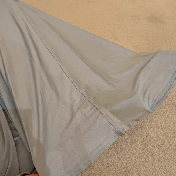 Off-the-Shoulder Corset Stretch Satin Mermaid Dress with Slight Train in Mist - Picture 14 of 16